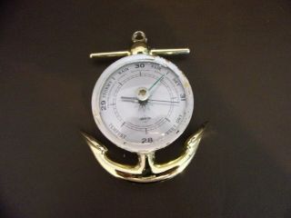 Vintage Nautical Decor Brass Anchor Swift Barometer (painted)