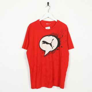 Vintage Puma Big Graphic Logo T Shirt Tee Red | Large L