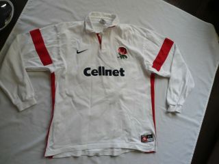 Vintage England Nike 1997 Cellnet Rugby Jersey Shirt Xl V.  G.  C