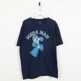 Vintage Megaman Big Graphic Logo T Shirt Tee Navy Blue | 2xl