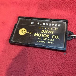 Vintage Amc Rambler (1958 - 1969) Key Chain From Davis Motor Co.  In Luverne,  Mn.