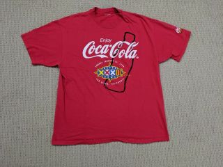 Vintage Coca Cola Bowl Xxxii Shirt Mens Large Red San Diego 90s 1998