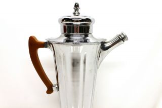 Vintage Art Deco Chromium Cocktail Shaker Butterscotch Bakelite Handle 2