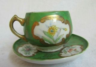 Vintage Hkato Occupied Japan Bone China Small Demitasse Cup And Saucer