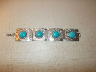 Vintage Small Bracelet With Turquoise Stones 7 Inches