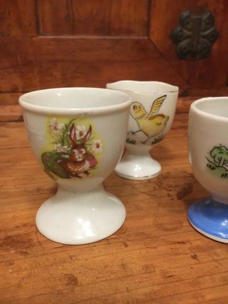 3 Vintage Egg Cups Figural Ceramic Japan