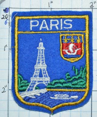 Paris France Eiffel Tower Seine River Coat Of Arms Souvenir Patch