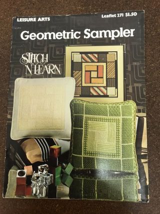 Geometric Samplers Needlepoint Patterns Vtg 1977 Leisure Arts Booklet