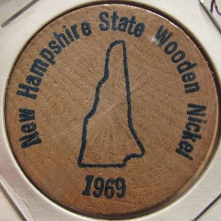 1969 Hampshire State Wooden Nickel - Token Nh