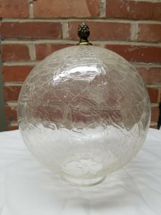 Large Vintage Clear Crackle Glass Ball Lamp Shade Light Fixture Globe