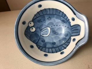 Vintage Japanese Pottery Flatfish Porcelain Dipping Sauce Bowl Appetizer Dish 2