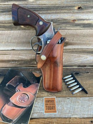 Vintage Bianchi Brown Leather Suede Line Holster For S&w Medium K Frame Revolver