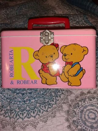 Vintage Sanrio 1985 Robearta & Robear Bears Metal Tin Box Carrying Case