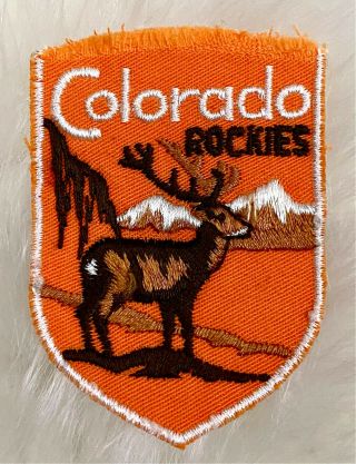 Vintage 70s 1970s Colorado Rockies Elk Embroidered Sew On Patch Tourist Souvenir