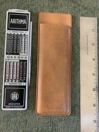 Vintage Arithma Addiator Germany Mechanical Pocket Calculator