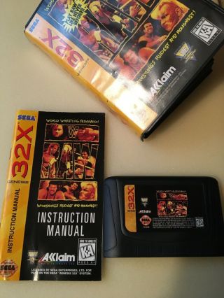 Vintage Sega 32x Wwf Raw Complete With Case & Instructions
