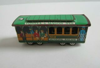 Vintage Tin Litho Toy Cable Trolley Car Powell & Mason San Francisco