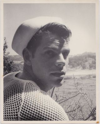 Handsome Man In Sailor Hat And Mesh Shirt,  Headshot,  Brad,  Vintage Gay Photo