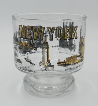 Vintage York City Skyline Twin Towers Gold Design Whiskey Glass