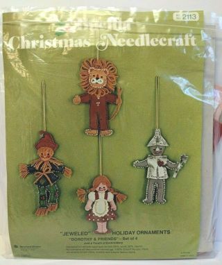 Vintage Bucilla Jeweled Ornament Kit Dorothy Wizard Of Oz 2113 Tin Man Scarecrow