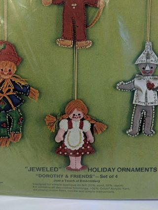 Vintage Bucilla Jeweled Ornament Kit Dorothy Wizard of Oz 2113 Tin Man Scarecrow 3