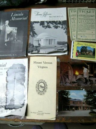 Vintage 1950s Souvenir Pamphlets From Washington Dc Mt Vernon Williamsburg:9 Pc