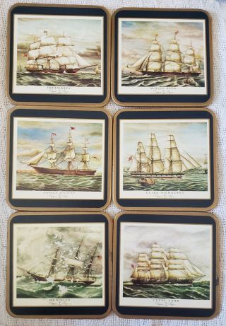 Vintage Pimpernel Brand Coasters - 6 Different Clipper Ships - Nautical Theme