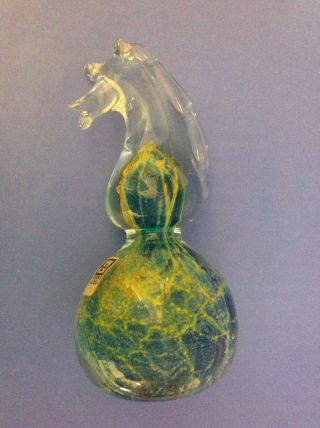 Maltese Mdina Glass Seahorse Paperweight Vintage 1970 