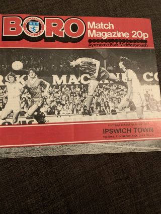 1980 Middlesbrough V Ipswich Town Football Programme