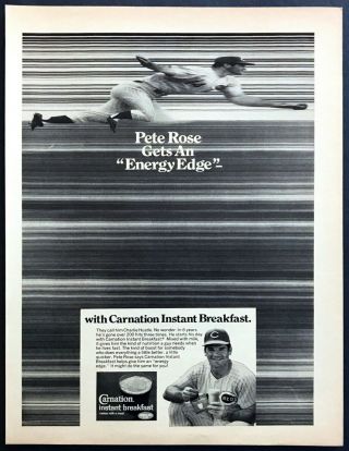 1969 Pete Rose Charlie Hustle Photo Carnation Instant Breakfast Vintage Print Ad