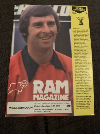 1979 Derby County V Middlesbrough Football Programme Lcup