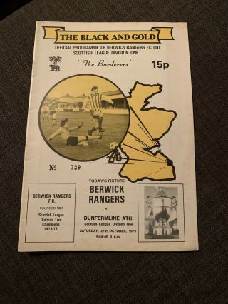 1979 Berwick Rangers V Dunfermline Athletic Football Programme