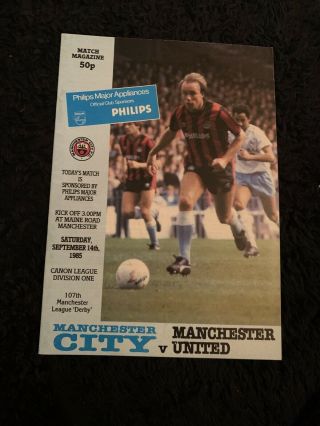1985 Manchester City V Manchester United Football Programme