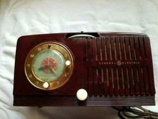 Vintage General Electric Alarm Clock Tube Am Radio Model 64