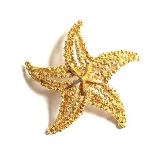 Vintage Starfish Gold Tone Textured Mixed Metal Pin Brooch Jewelry Signed 9571