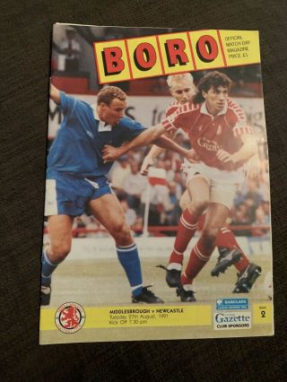 1991 Middlesbrough V Newcastle United Football Programme
