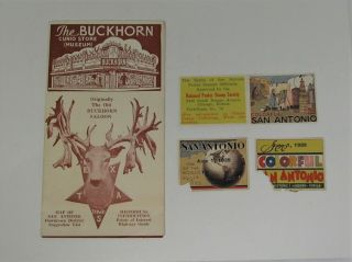 San Antonio Tx Texas 1939 Souvenir Brochure & 4 Vintage Cinderella Poster Stamps