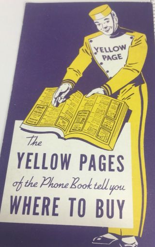 Yellow Pages Phone Book Vintage Telephone Advertising Ink Blotter