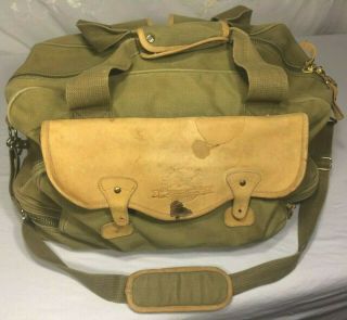 Vintage Eddie Bauer Duffle Travel Bag Canvas & Leather