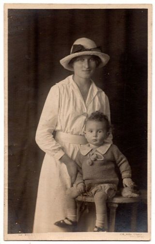 082820 Vintage Rppc Real Photo Postcard Lovely Woman In White With Toddler Child