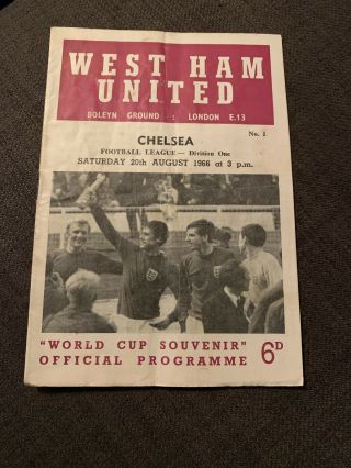1966 West Ham United V Chelsea Football Programme World Cup Souvenir