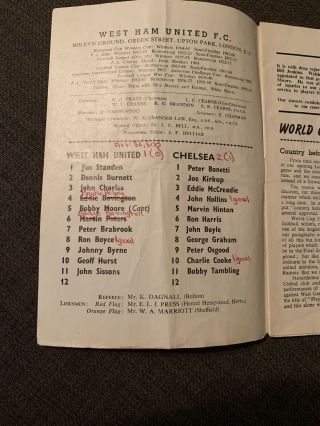 1966 West Ham United V Chelsea Football Programme World Cup Souvenir 3