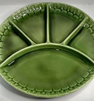 Vintage 8.  75 " Green Divided Plate Maddux Of California Relish Tray Ceramic Euc
