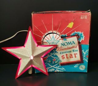 Vintage Noma Metal Star Illuminated Lighted Christmas Tree Topper 1950 