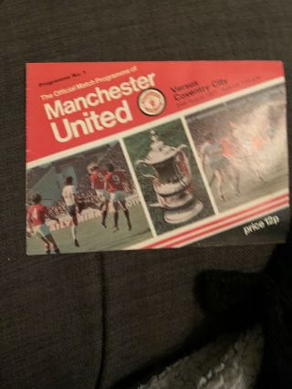 1977 Manchester United V Coventry City Football Programme