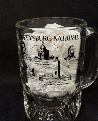 Vintage Libbey Clear Glass Gettysburg National Shrine Mug Embossed in Black 3