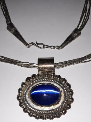 Vintage Old Pawn Liquid Silver Sterling 925 Star Sapphire ? Necklace 24 "