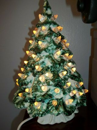 Snowy Noel Holly Xmas Ceramic Tree Light Vtg 80s Style,  All White Tree Bulbs