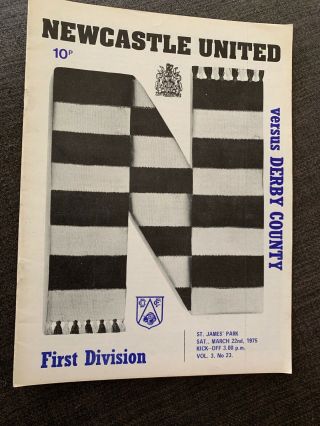 1975 Newcastle United V Derby County Match Programme