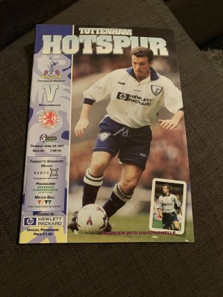 1997 Tottenham Hotspur V Middlesbrough Soccer/football Programme